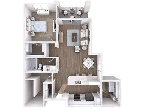 Floor plan for 1 bed, 1 bath, 960 sqft